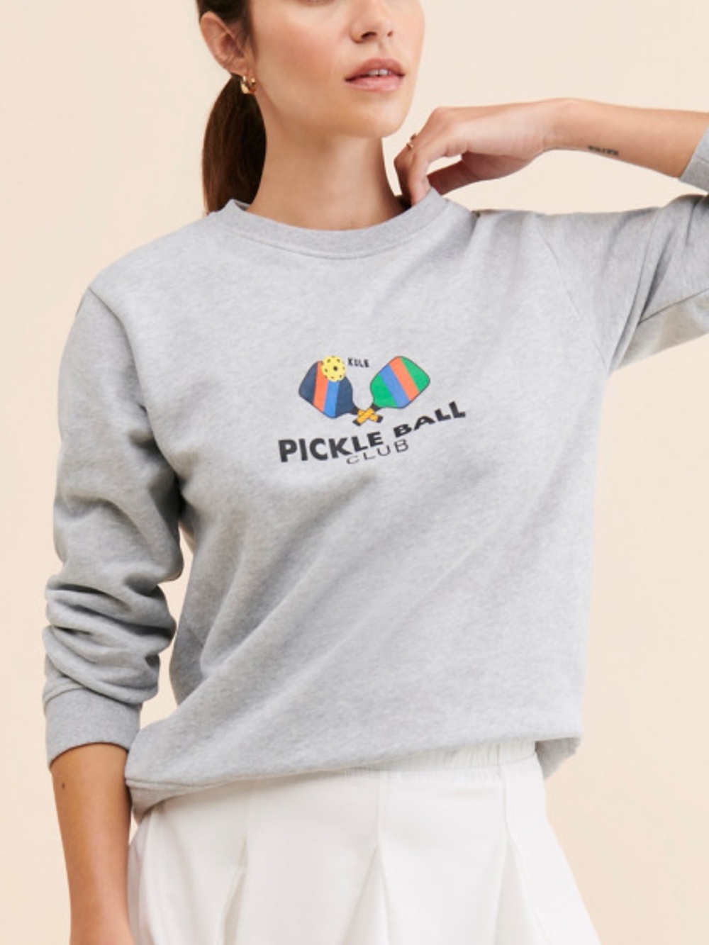 KULE Light Gray Pickleball Club Graphic Crewneck Small